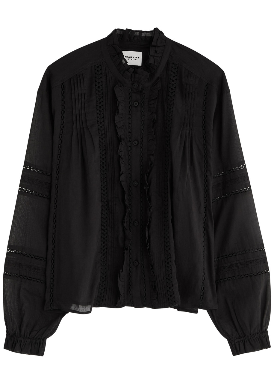 Isabel Marant Étoile Valda Lace-trimmed Cotton Blouse In Black