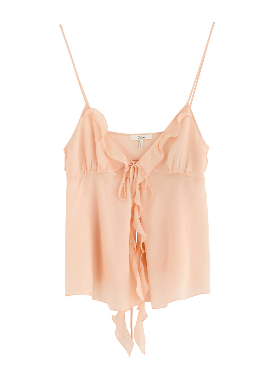 Chloé Chloe Ruffled Silk Top In Pink
