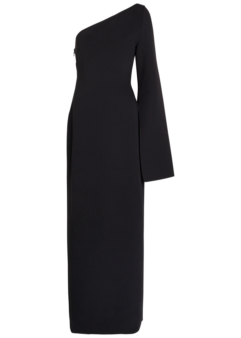 Solace London Alina One-shoulder Crepe Maxi Dress In Black