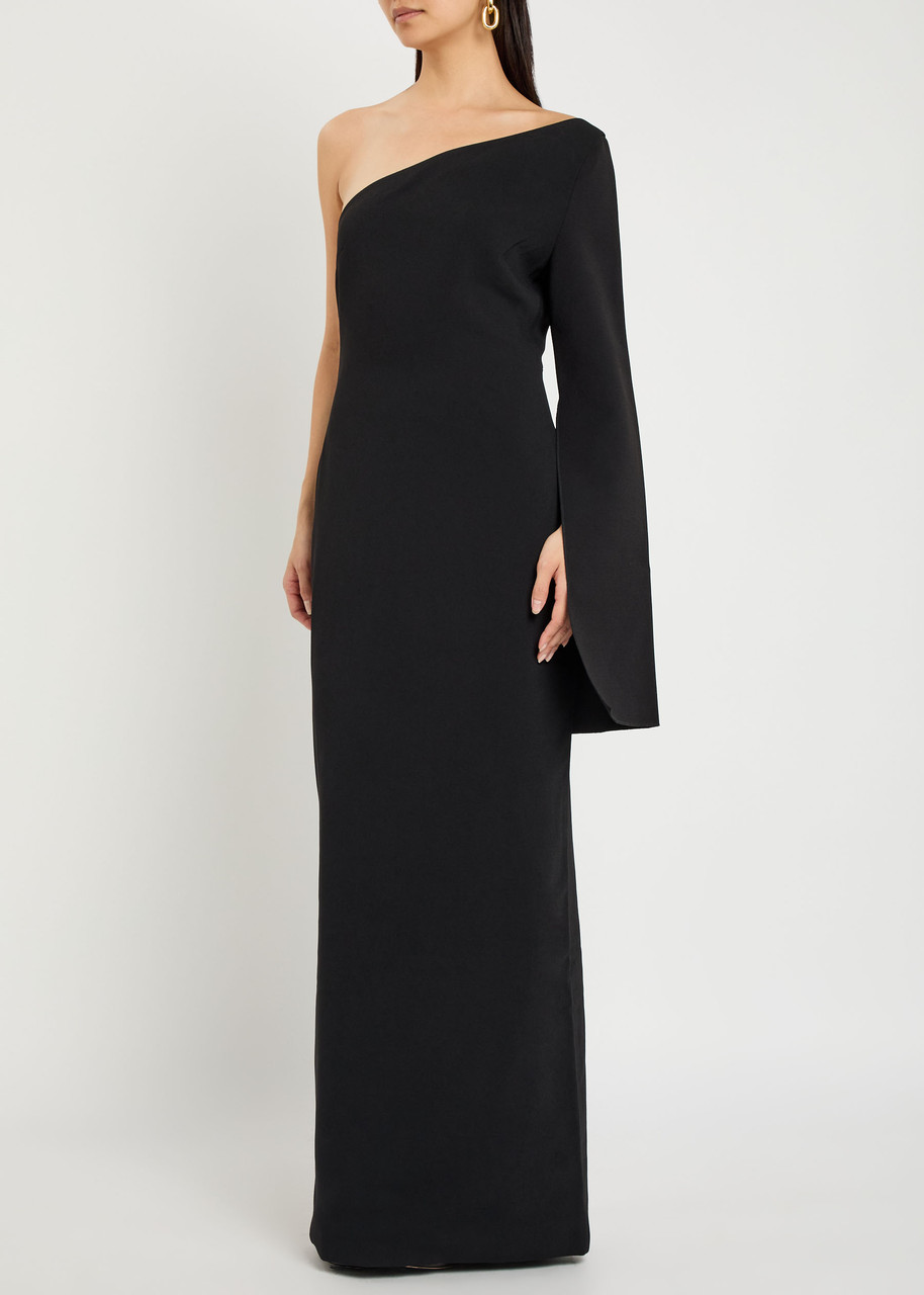 Solace London Alina One-shoulder Crepe Maxi Dress In Black