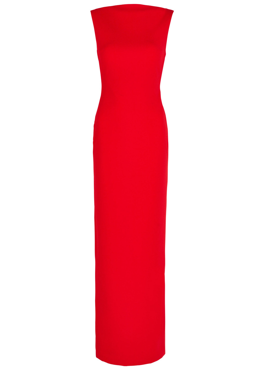 Solace London Imogen Open-back Crepe Maxi Dress In Red