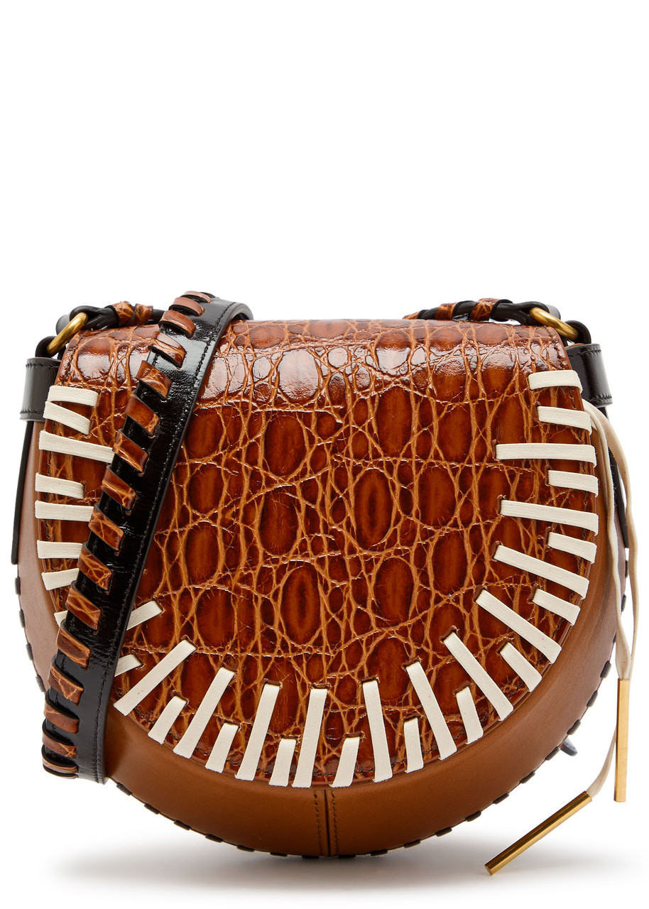 Dries Van Noten Arc Glossed Leather Shoulder bag - Tan - One Size