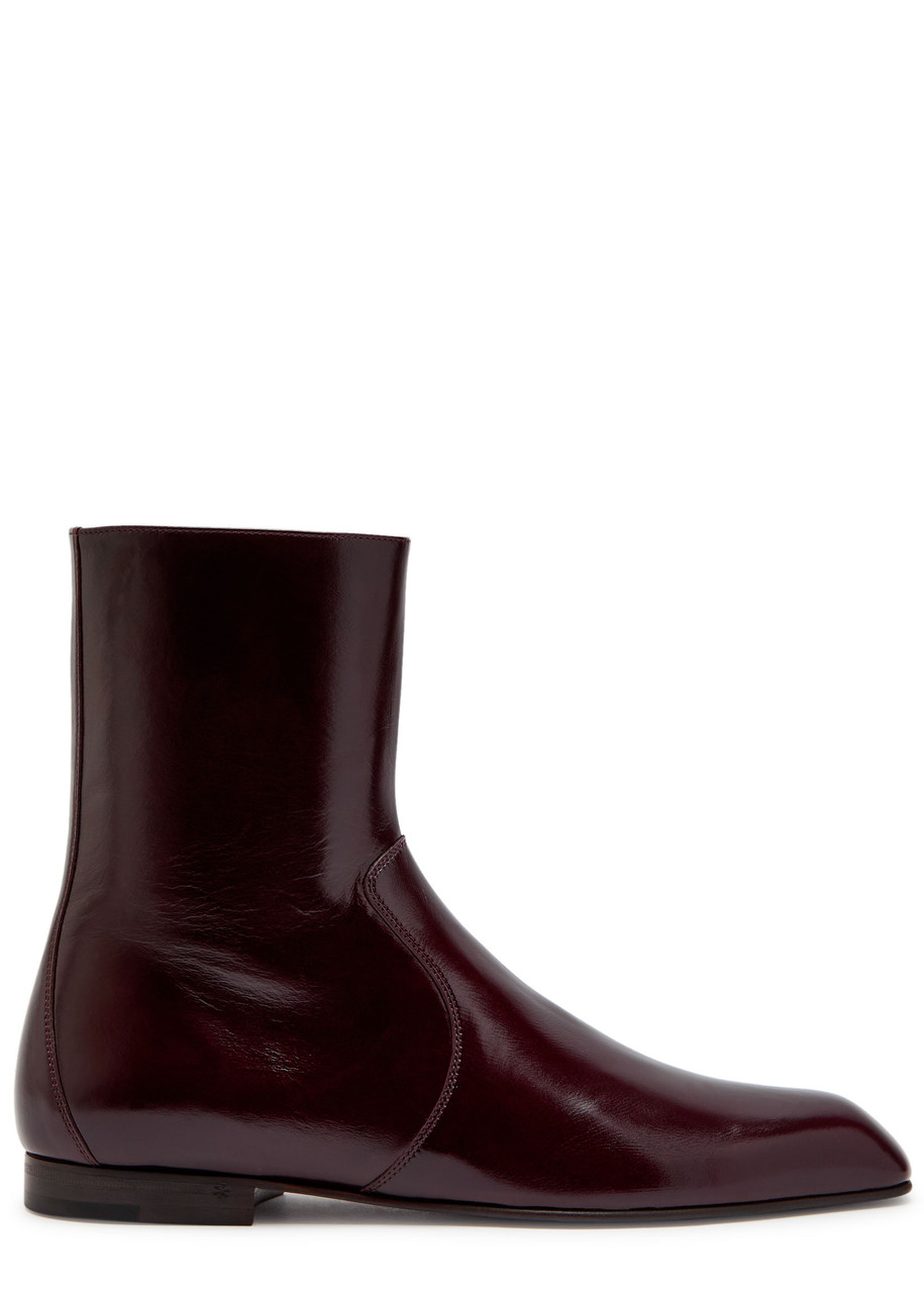 Khaite Colt Glossed Leather Ankle Boots In Multi