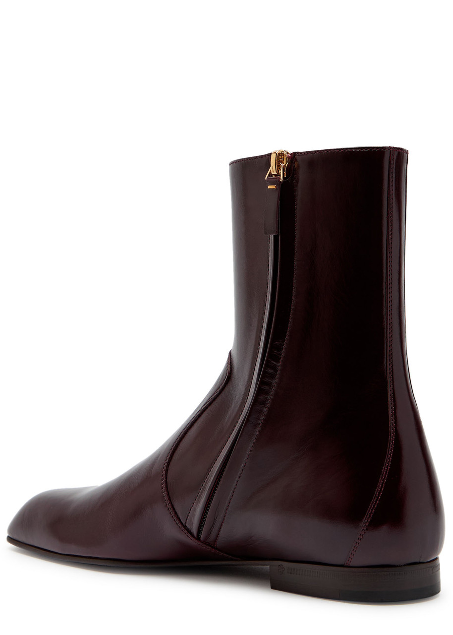 Khaite Colt Glossed Leather Ankle Boots In Multi