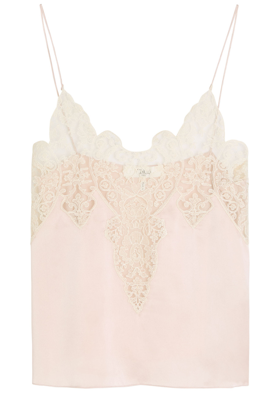Chloe Lace-trim Silk Camisole top - Light Pink - 36 (UK8 / S)