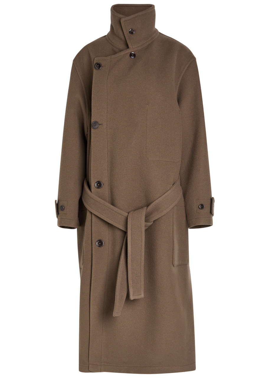 Lemaire Brown Wrap Belted Women's Designer Wool Coat UK12/M - M (UK12 / M)