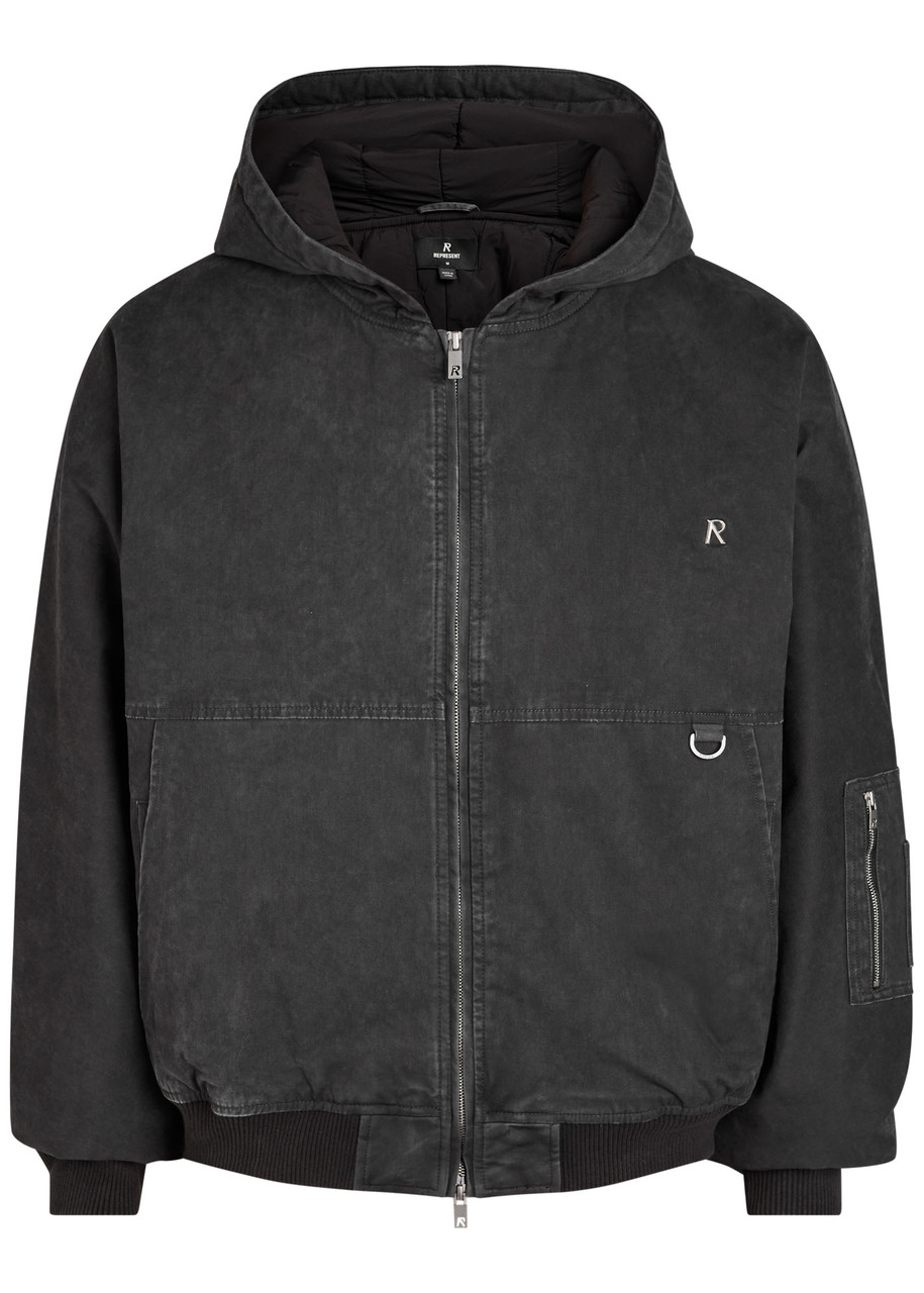Represent Hooded Brushed Stretch-cotton Bomber Jacket - Black - XL