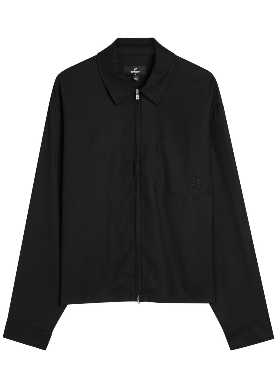 Represent Logo-embroidered Twill Overshirt - Black - L