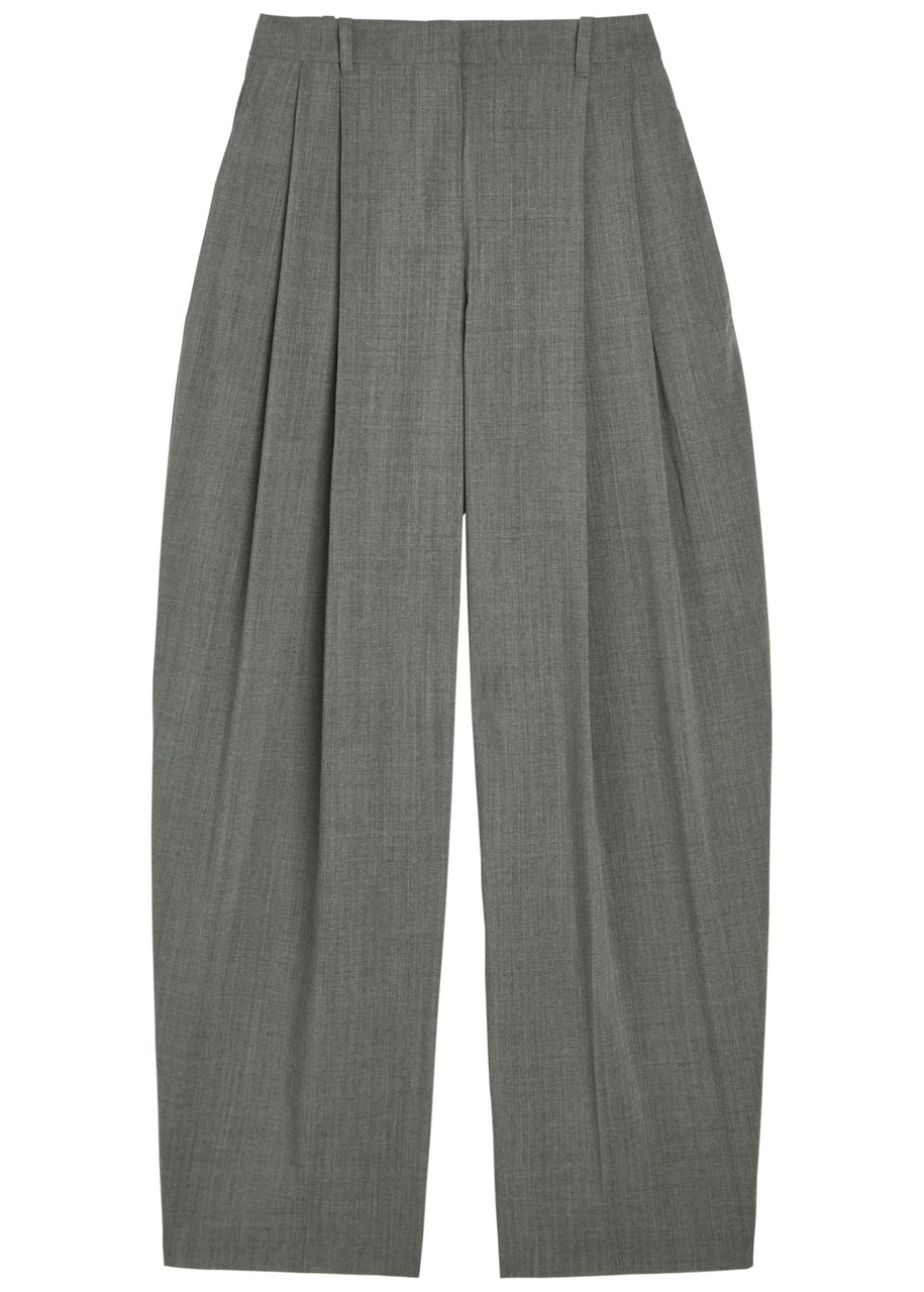 Jacquemus Le Pantalon Pleated Melange-wool Trousers In Gray