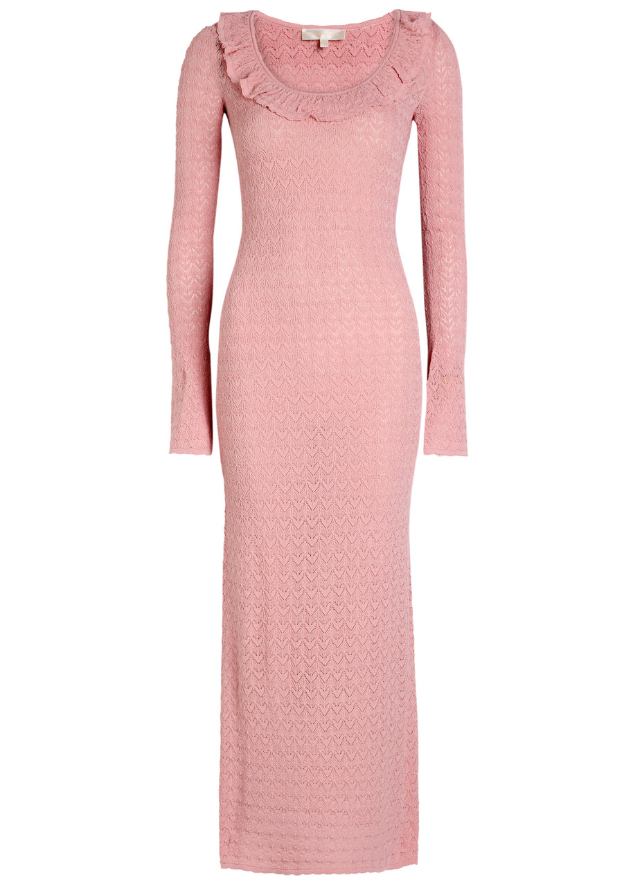 Loveshackfancy Tawnie Fine-knit Midi Dress - Pink - M (UK12 / M)