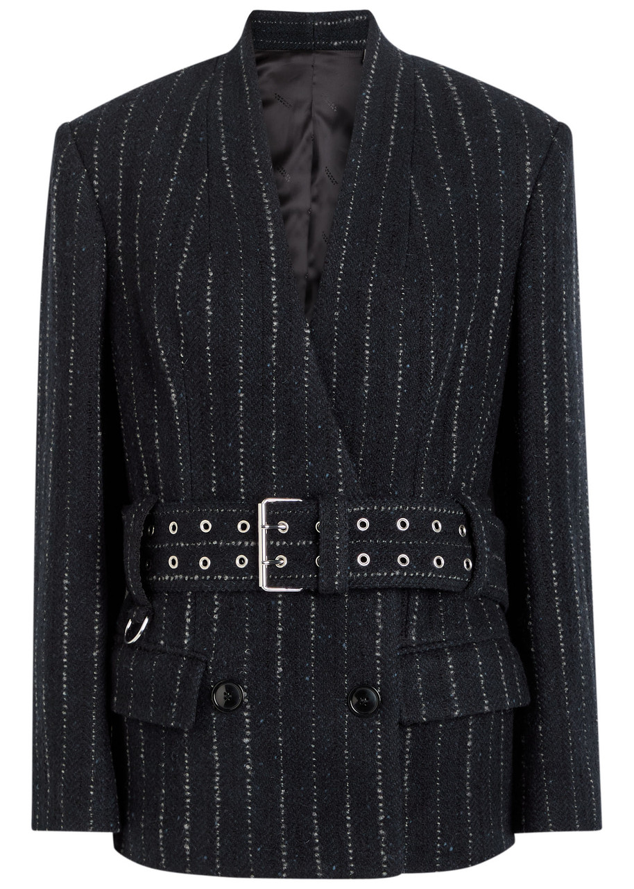 Isabel Marant Fyma Belted Wool Jacket In Blue