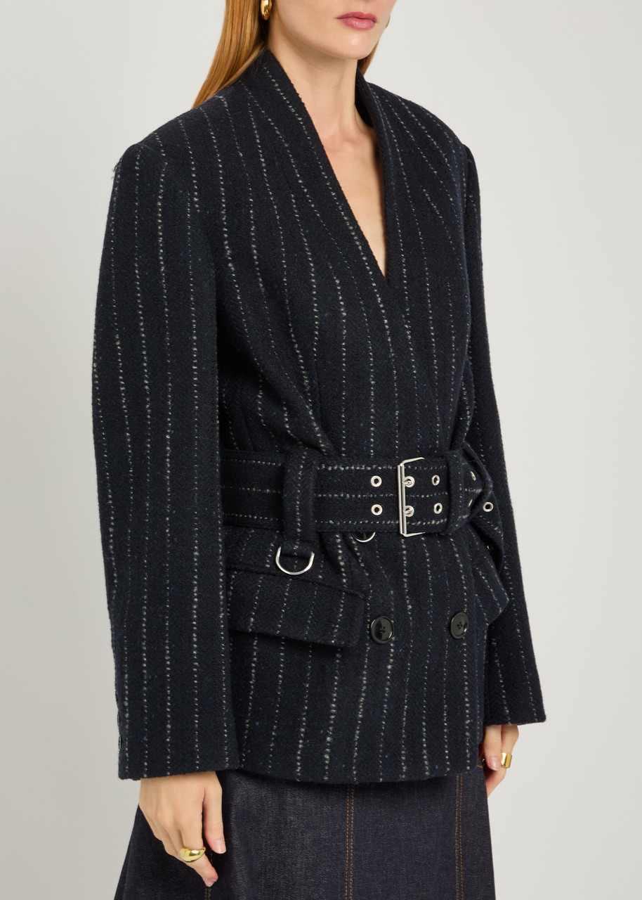 Isabel Marant Fyma Belted Wool Jacket In Blue