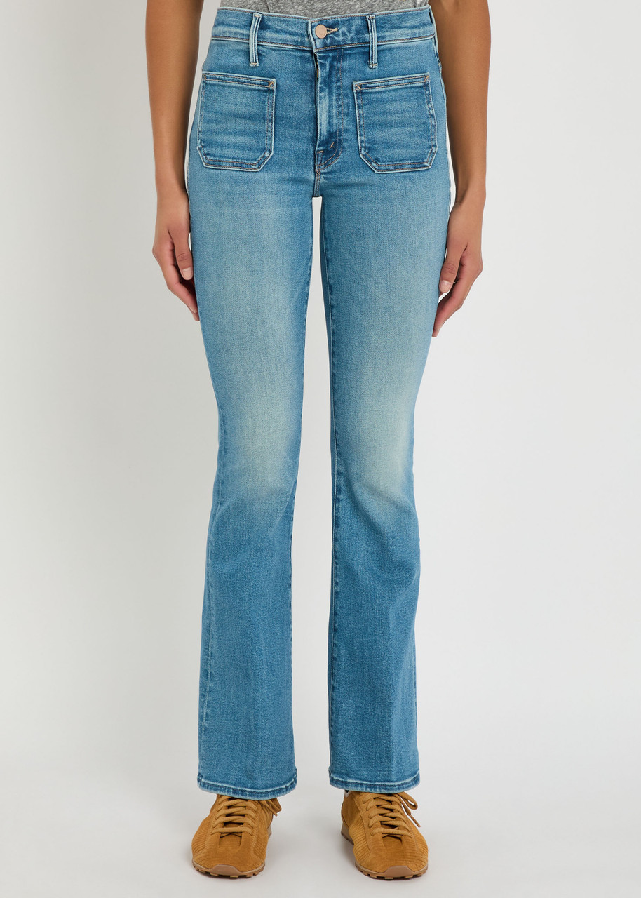 Mother The Patch Pocket Weekender Slim Flared-leg Jeans In Blue