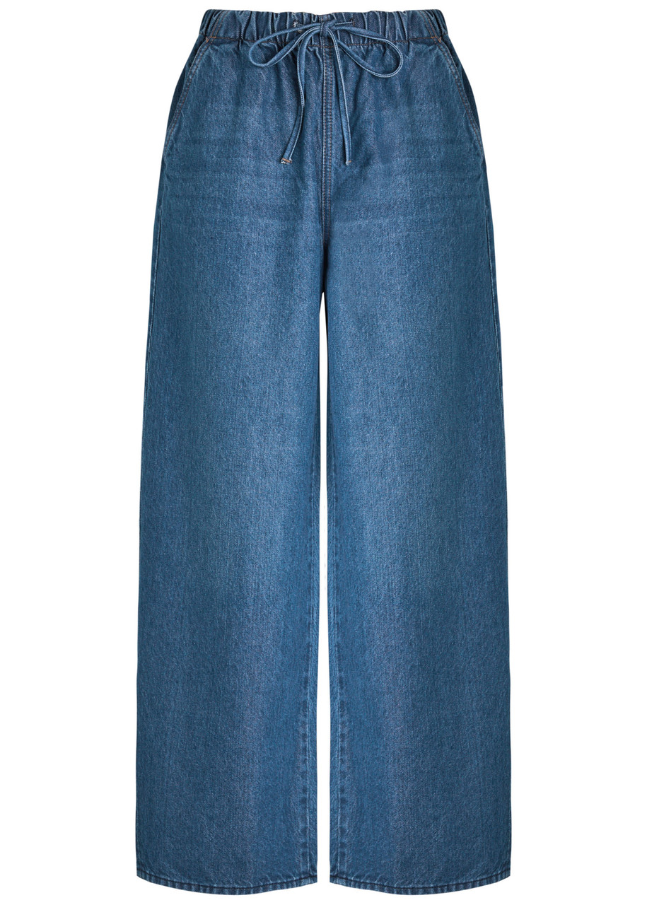 Mother The Buffet Nerdy Drawstring Straight-leg Jeans In Blue