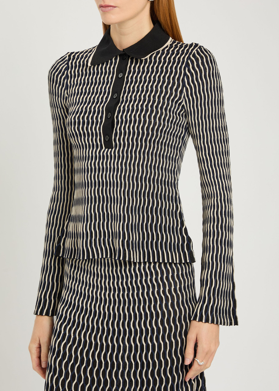 Simkhai Collen Textured Knit Polo Top In Gray