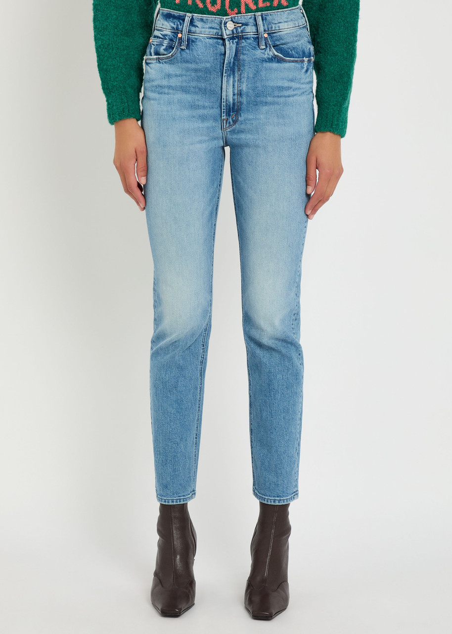 Mother The Dazzler Flood Slim Straight-leg Jeans In Blue