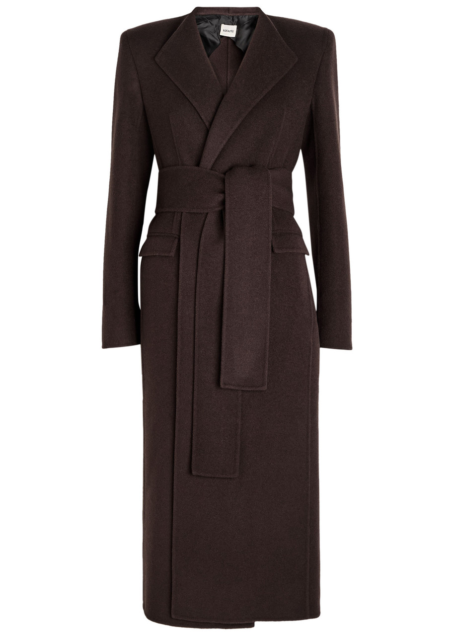 Khaite Jelson Belted Wool Coat In Brown