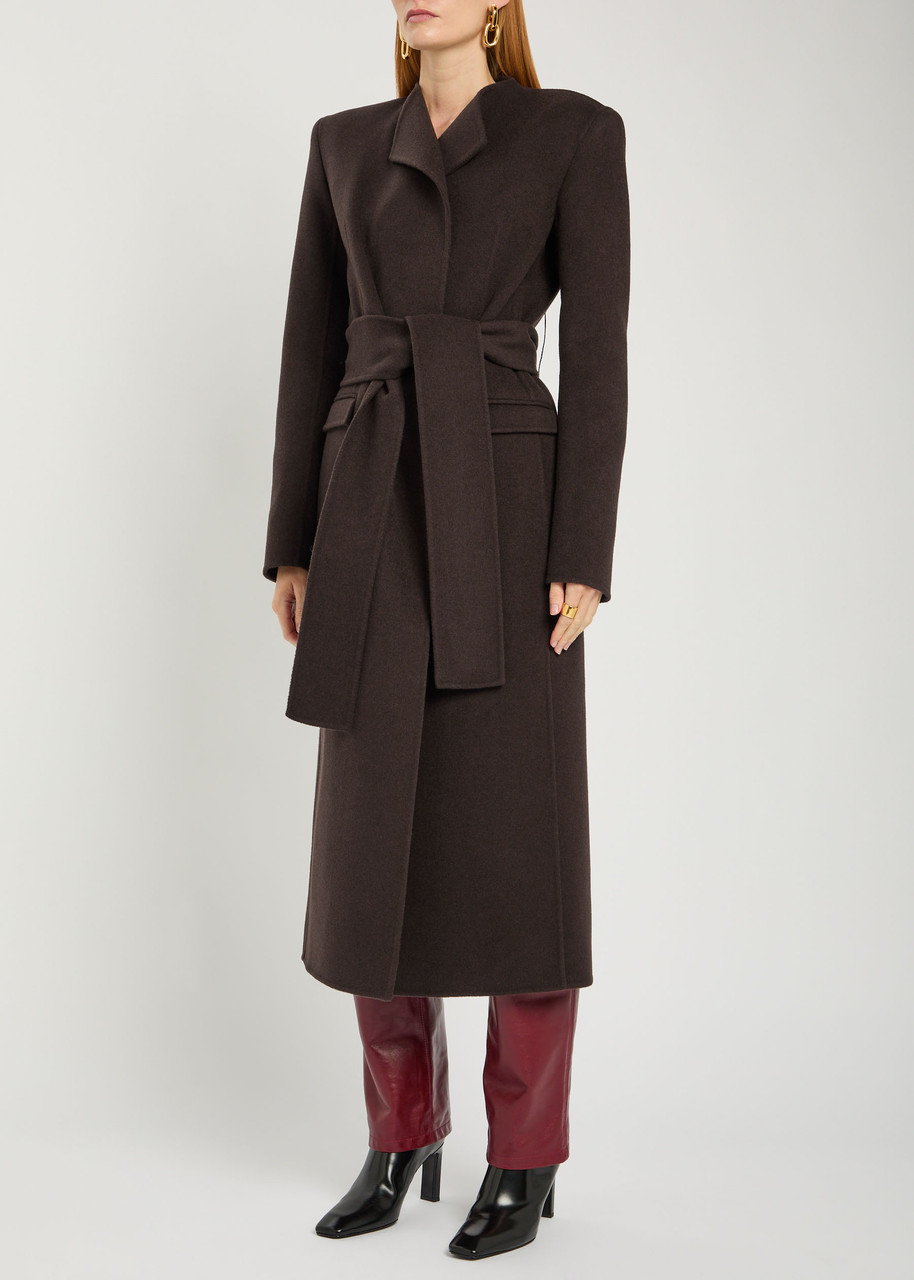 Khaite Jelson Belted Wool Coat In Brown