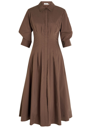 SIMKHAI Jazz pintucked cotton-blend poplin midi shirt dress