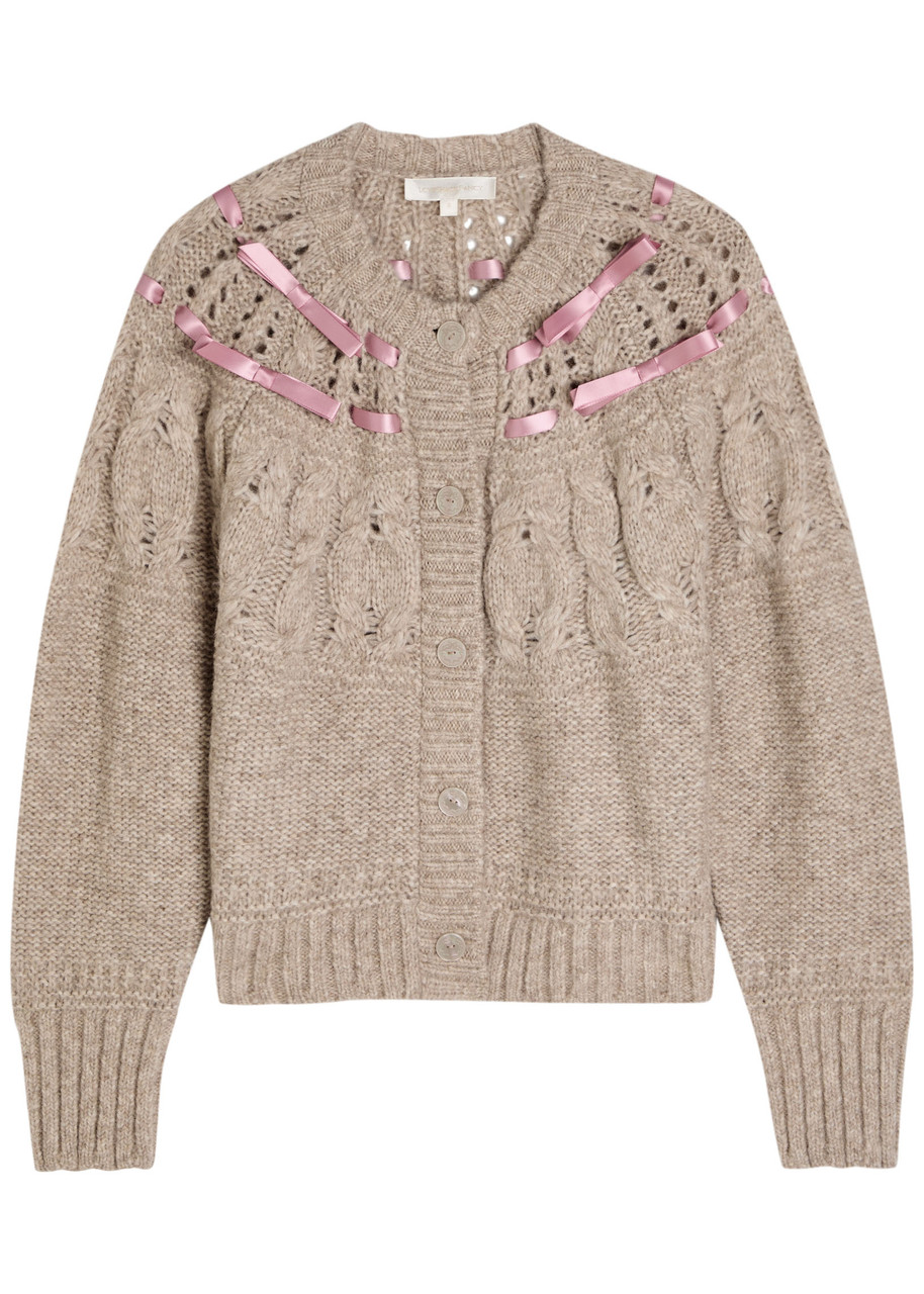 Loveshackfancy Clementian Bow-appliquéd Alpaca-blend Cardigan - Cream - L (UK14 / L)