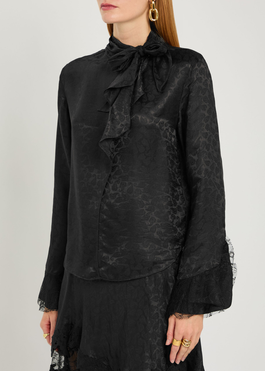 Isabel Marant Raphaella Paisley-jacquard Satin Blouse In Black