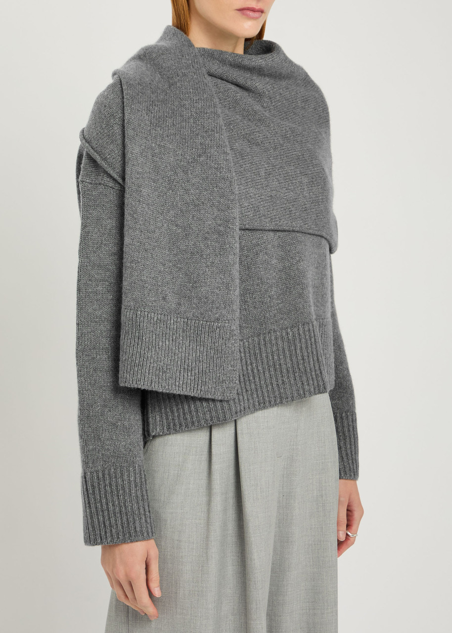  Simkhai Elson Scarf-effect Wool And Cashmere-blend Jumper - Grey - M (uk12 / M) 