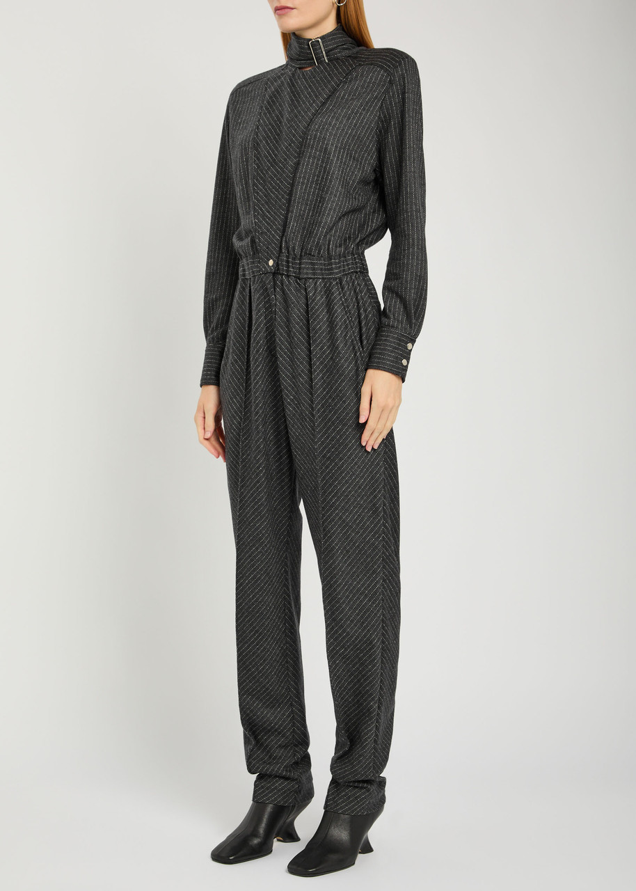Isabel Marant Rheane Pinstriped Wool-blend Jumpsuit In Gray