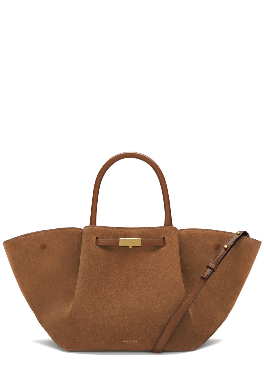 Demellier New York Midi Suede Tote In Brown