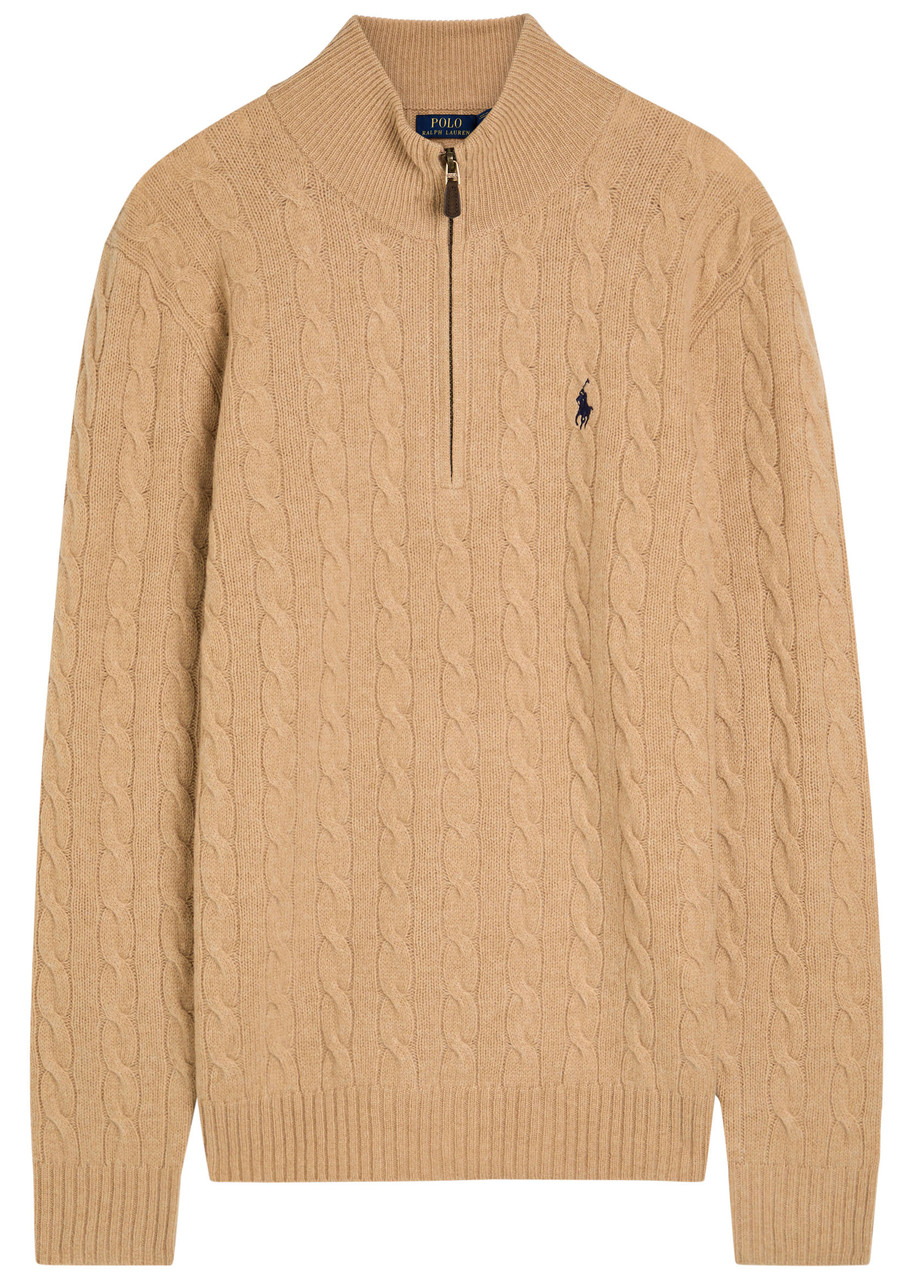 Polo Ralph Lauren Logo Cable-knit Wool and Cashmere-blend Jumper - Camel - M
