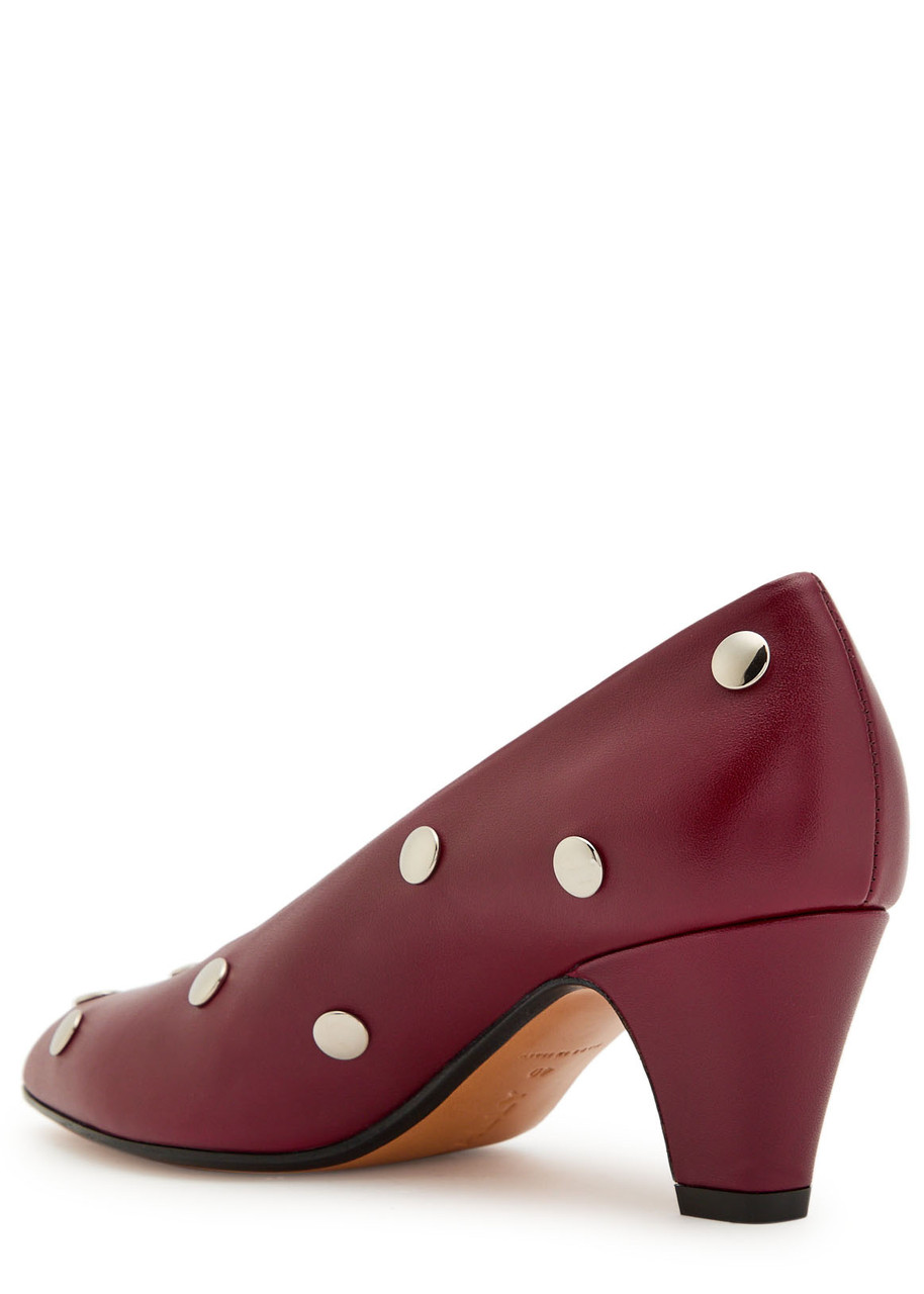 Bally Aline 55 Stud-embellished Leather Pumps In Burgundy