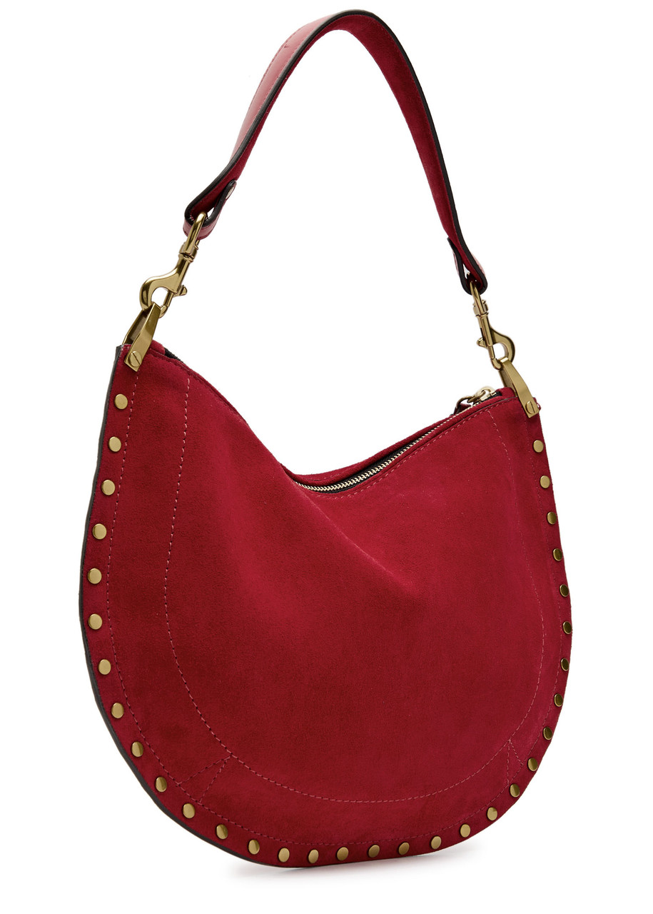 Isabel Marant Oskan Studded Suede Shoulder Bag In Red