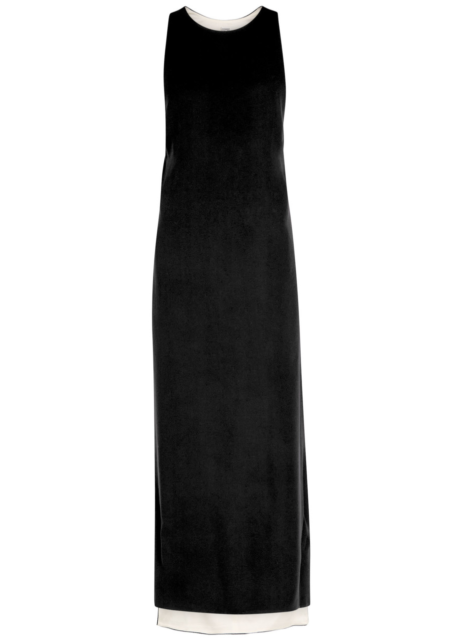 Totême Toteme Layered Racer-back Crepe Midi Dress In Black
