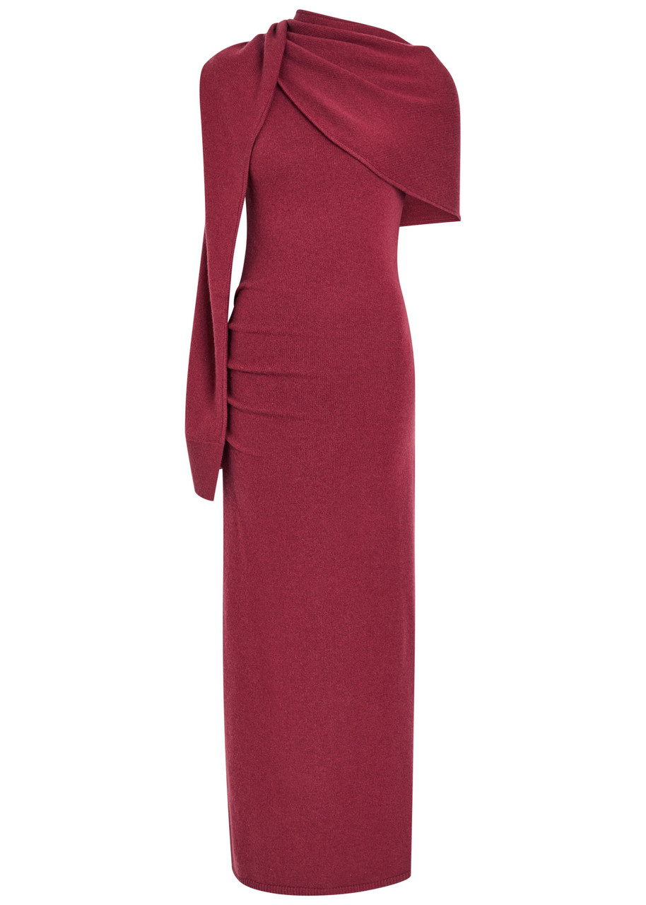 Simkhai Hathaway Draped Wool And Cashmere-blend Maxi Dress In Red