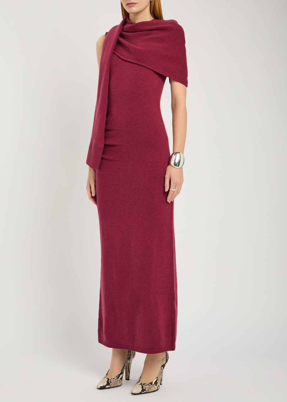 Simkhai Hathaway Draped Wool And Cashmere-blend Maxi Dress In Red