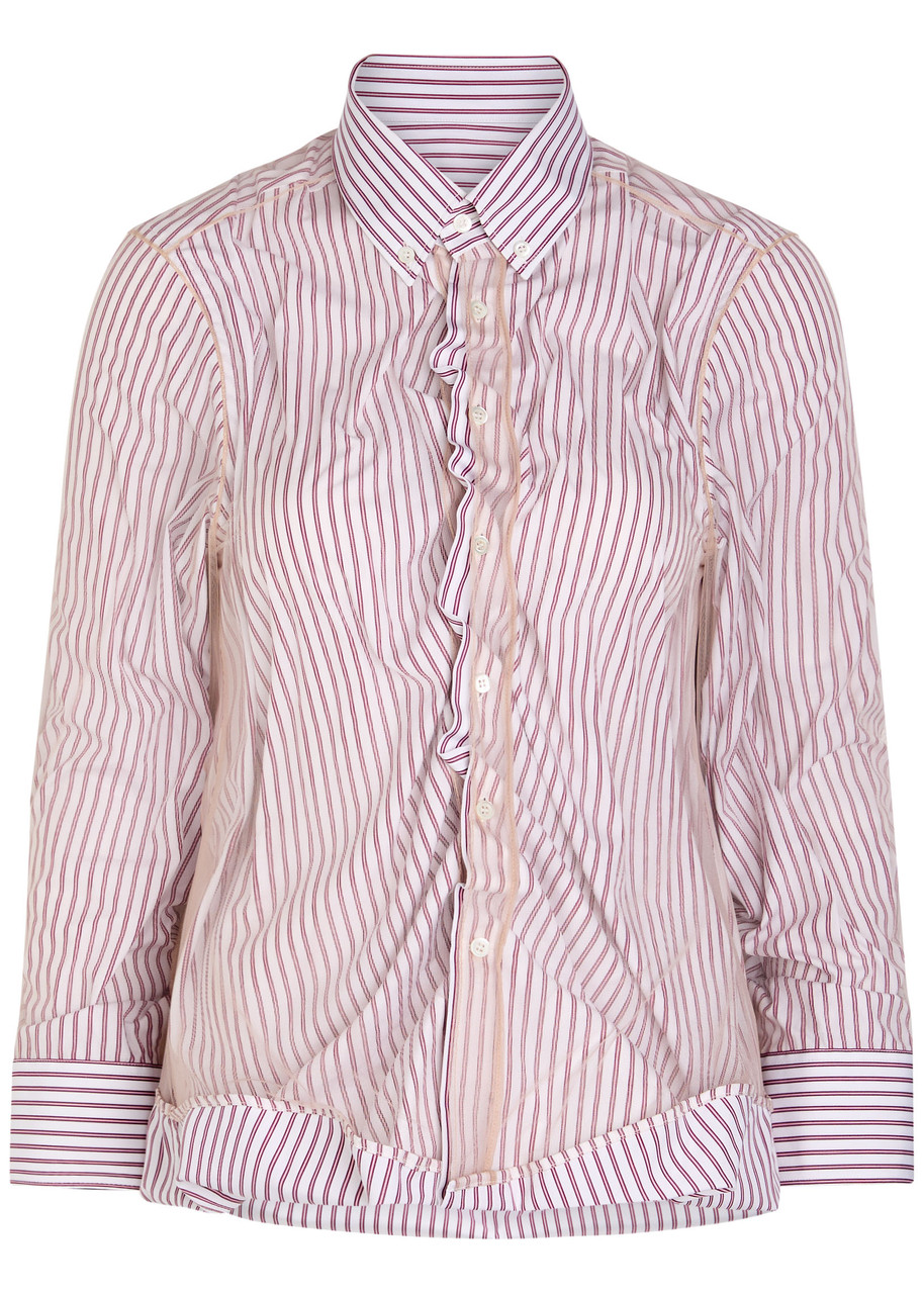 Maison Margiela Organza-trimmed Striped Cotton-poplin Shirt In Multi