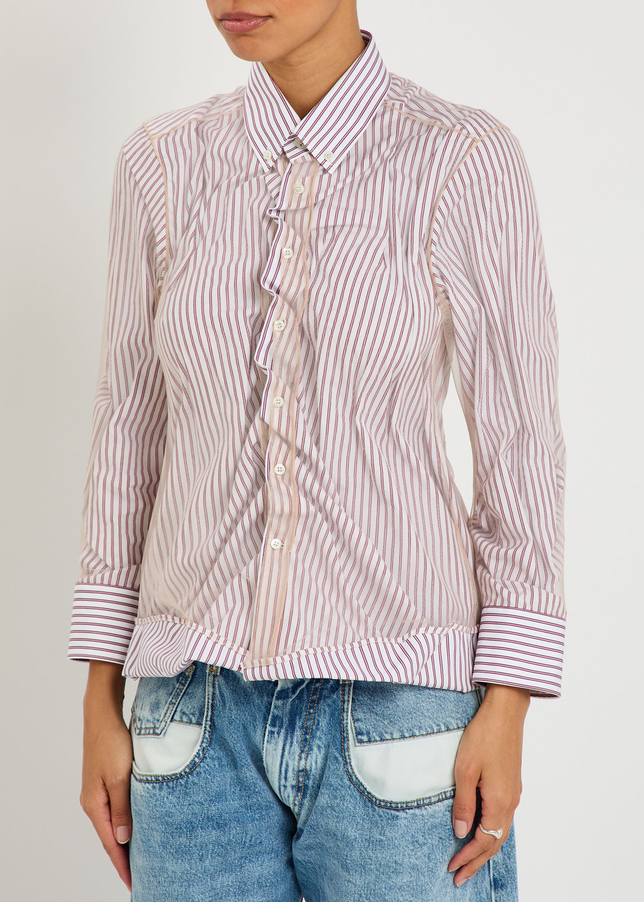 Maison Margiela Organza-trimmed Striped Cotton-poplin Shirt In Multi