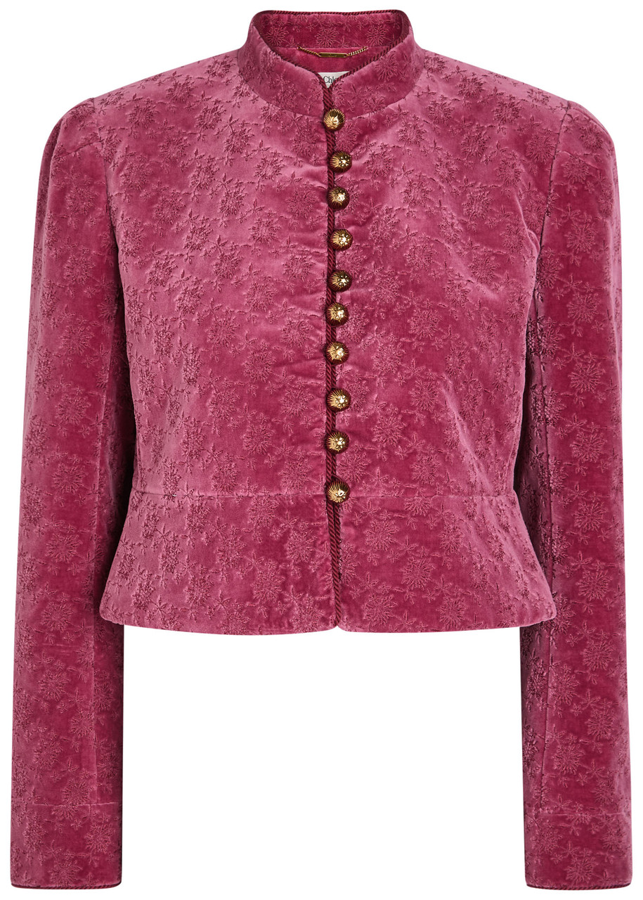 Chloé Chloe Embroidered-jacquard Velvet Jacket In Multi