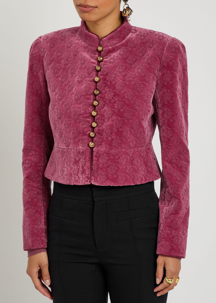 Chloé Chloe Embroidered-jacquard Velvet Jacket In Multi