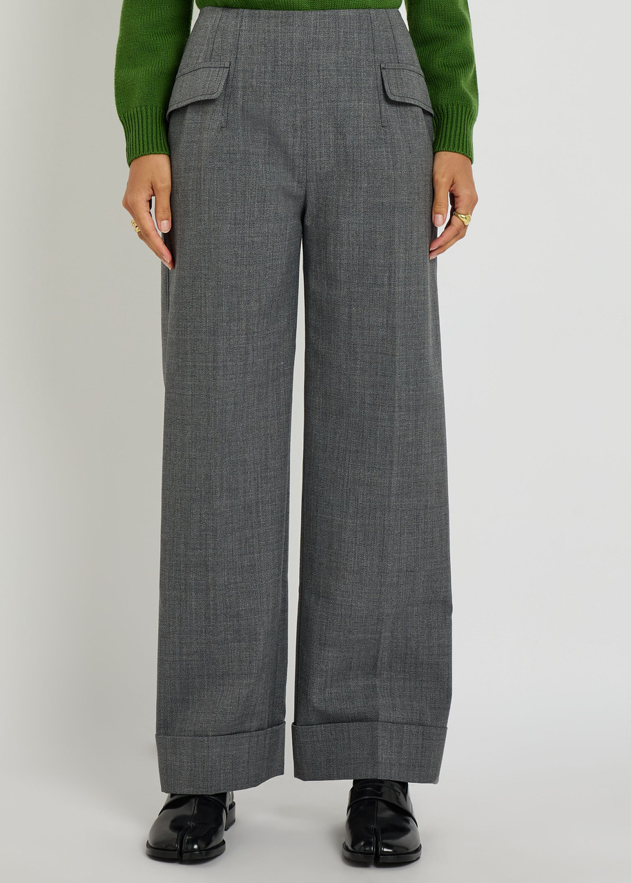 Emilia Wickstead Eilmear Straight-leg Trousers In Gray