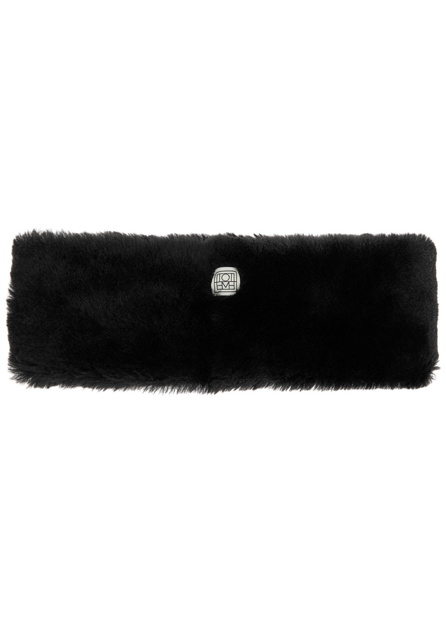 Totême Toteme Logo Shearling Headband In Black