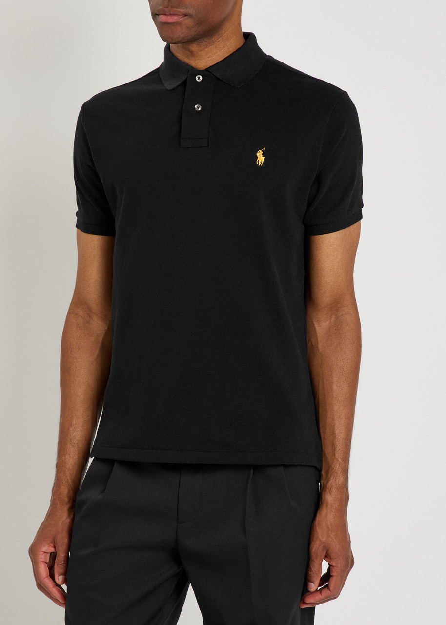 Polo Ralph Lauren Cotton Mesh Slim Fit Polo Shirt In Black