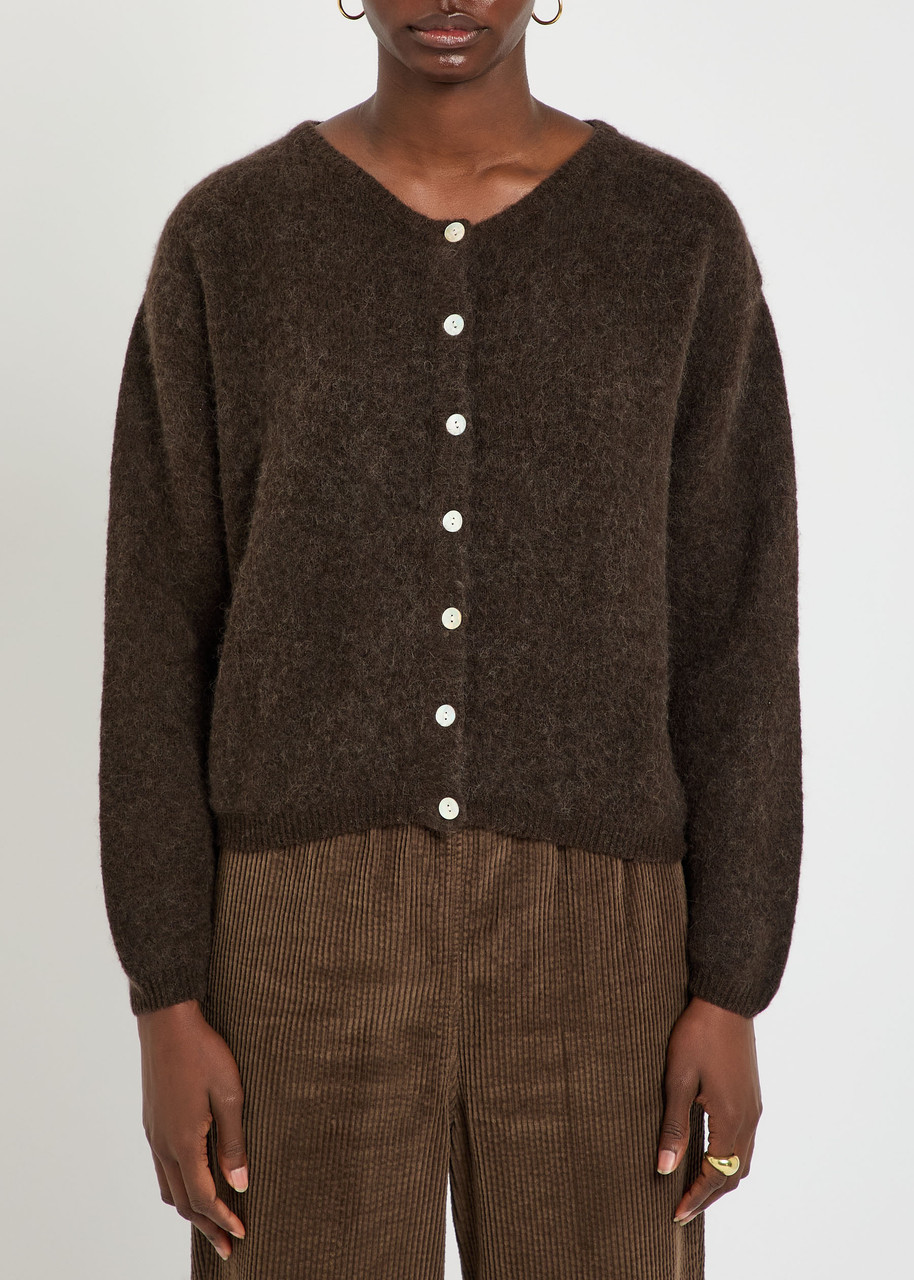 American Vintage Vitow Brushed Knit Cardigan In Brown