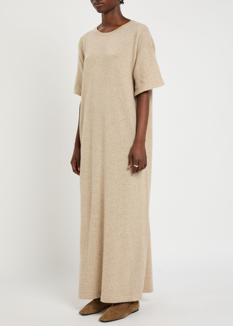 Elder Statesman Cashmere Maxi T-shirt Dress In White
