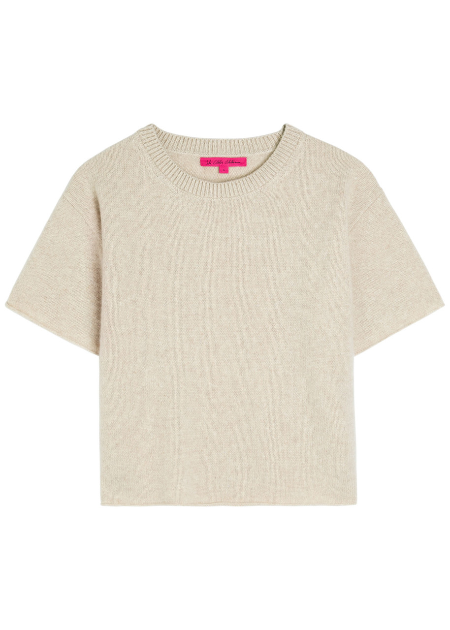 Elder Statesman Roll-trimmed Cashmere T-shirt In White