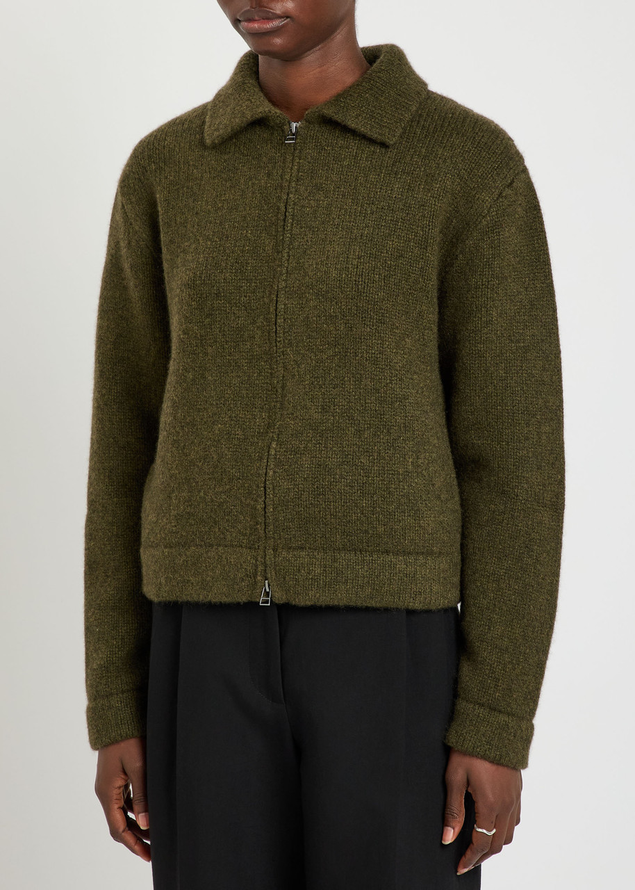 Elder Statesman Melange Cashmere Cardigan In Green
