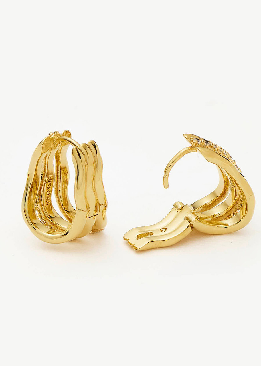 Missoma Molten Snow 18ct Gold- Plated Triple Small Hoop Earrings In Gold