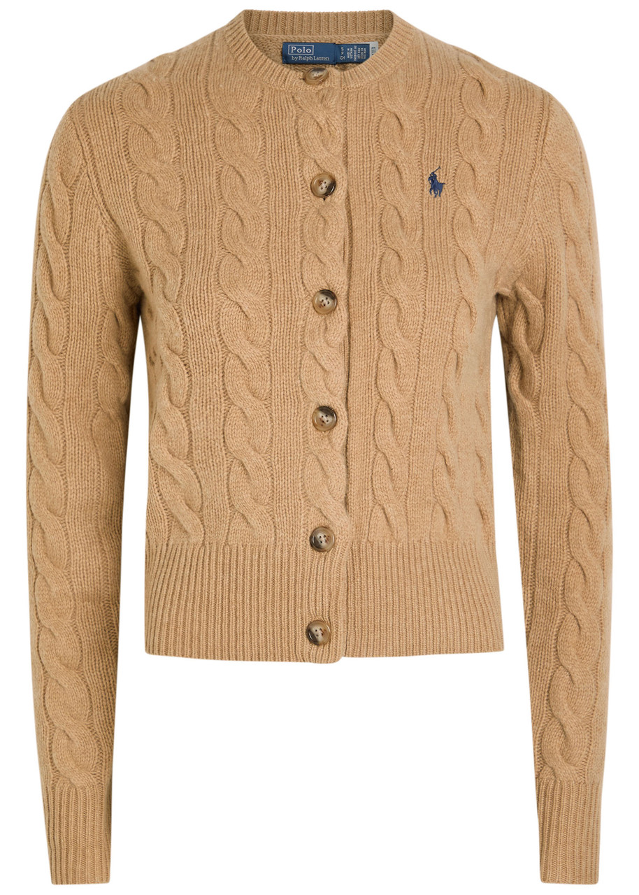 Polo Ralph Lauren Cable-knit Wool And Cashmere-blend Cardigan In Brown