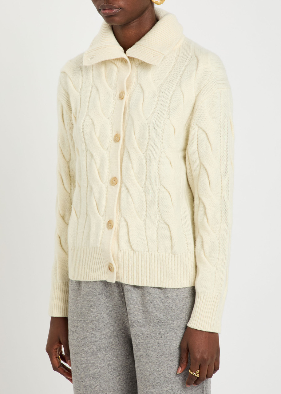 Polo Ralph Lauren Cable-knit Wool And Cashmere-blend Cardigan In White
