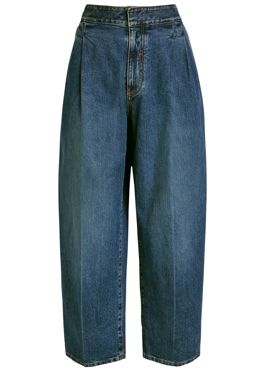 Alaïa Pleated Barrel-leg Jeans In Black