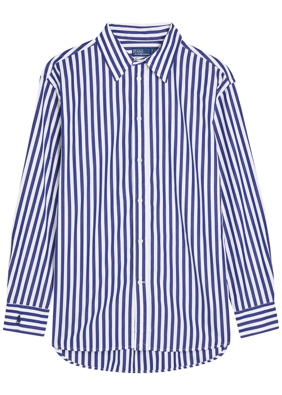 Polo Ralph Lauren Striped Cotton-poplin Shirt In Blue